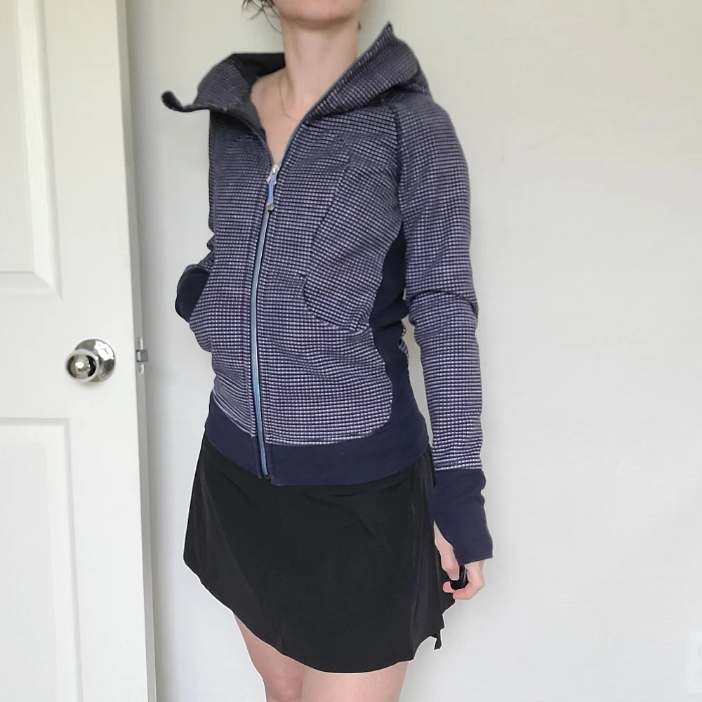 Lululemon Full Zip Scuba Hoodie III Double Dot Naval Blue Lullaby Purple Size 2